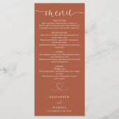 Terracotta Hart Script Trouwdiner Menu (Voorkant)
