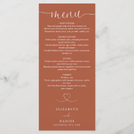 Terracotta Hart Script Trouwdiner Menu