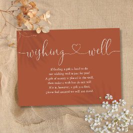 Terracotta hart script wens goed bruiloft informatiekaartje