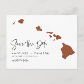 Terracotta Hawaï Staatkaart QR-code Datum opslaan Aankondigingskaart (Voorkant)