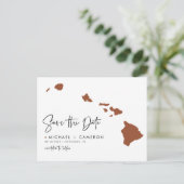 Terracotta Hawaï Staatkaart QR-code Datum opslaan Aankondigingskaart (Staand voorkant)