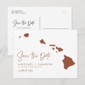 Terracotta Hawaii Kaart Modern Schrift Save the Da (Voorkant / Achterkant)