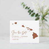 Terracotta Hawaii Kaart Modern Schrift Save the Da (Staand voorkant)