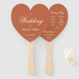 Terracotta Heart Elegant Script Wedding Programme Handwaaier