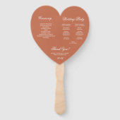 Terracotta Heart Elegant Script Wedding Programme Handwaaier (Achterkant)