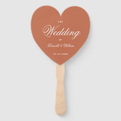 Terracotta Heart Elegant Script Wedding Programme Handwaaier (Voorkant)