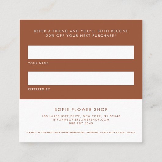 Terracotta Heart Minimalist Deel de Liefde Aanbevelingskaartje (Achterkant)