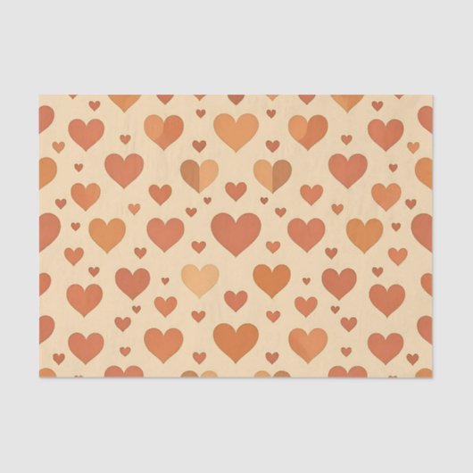 Terracotta Heart Scatter Pattern Tissuepapier (Voorkant)