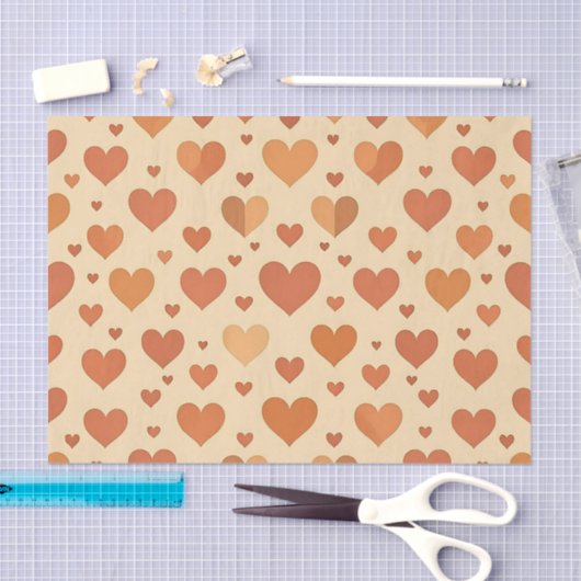 Terracotta Heart Scatter Pattern Tissuepapier (Craft)