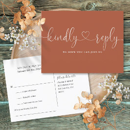 Terracotta Heart Script Song Request RSVP Uitnodiging Briefkaart