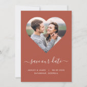 Terracotta Heart Shape Photo Weddenschap Save the  Date (Voorkant)