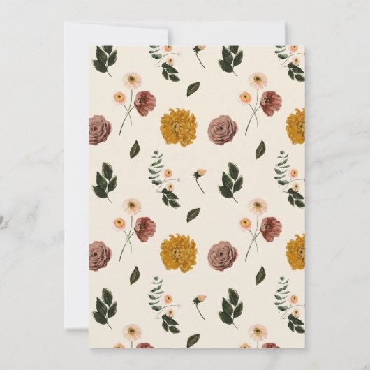 Terracotta Heilige Doop & 1e Verjaardag Bloemen Kaart (Achterkant)