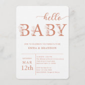 Terracotta Hello Baby Wildflower Invitation Kaart (Voorkant)