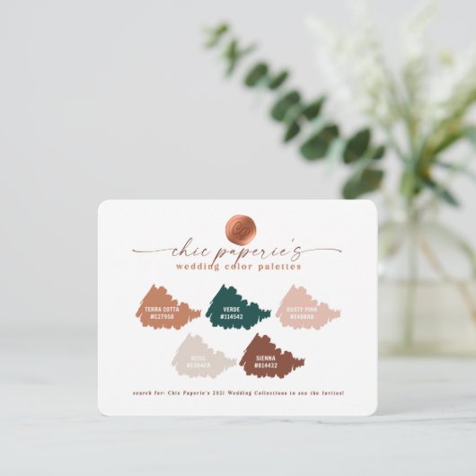Terracotta Herfst 2021 Wedding Color Palette Card (Staand voorkant)