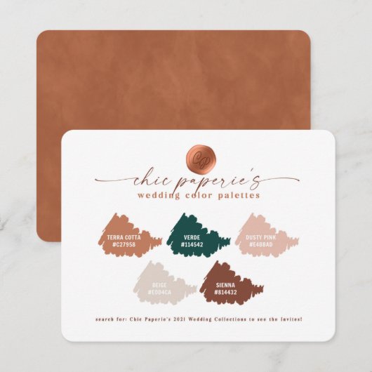 Terracotta Herfst 2021 Wedding Color Palette Card (Voorkant / Achterkant)