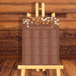 Terracotta herfst bladeren bruiloft zitplaatsen gr poster