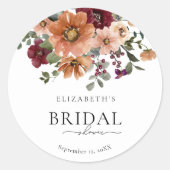 Terracotta herfst bloem bruidsfeest ronde sticker (Voorkant)