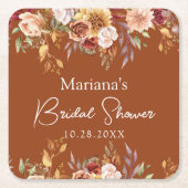 Terracotta herfst bloem bruiloft feest kartonnen onderzetters (Voorkant)