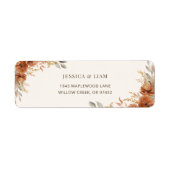 Terracotta Herfst Bloem Bruiloft Retouradres Etiket (Voorkant)