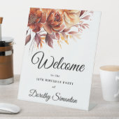 Terracotta Herfst Bloemen 19e verjaardag Welkom Reclamebord Met Voetstuk (Insitu)