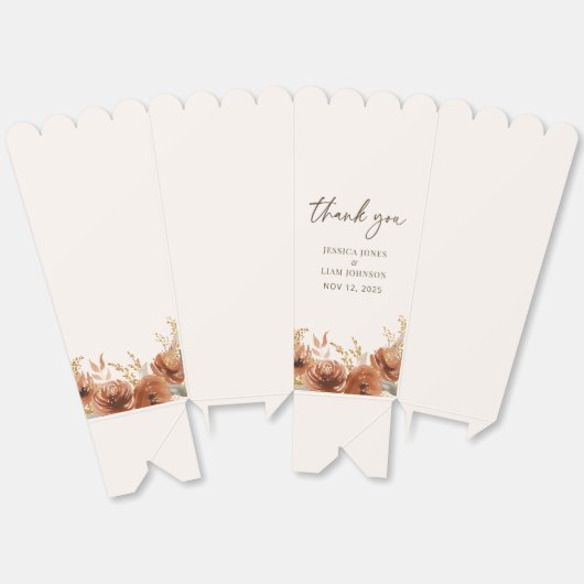 Terracotta Herfst Bloemen bruiloft Bedankt Popcorn Bedankdoosjes (Ongevouwen)