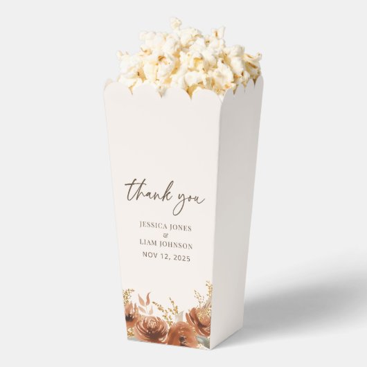 Terracotta Herfst Bloemen bruiloft Bedankt Popcorn Bedankdoosjes (Popped)