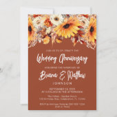 Terracotta Herfst Bloemen Bruiloft Jubileum Kaart (Voorkant)