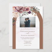 Terracotta Herfst Bloemen met Fotobruiloft Kaart (Voorkant)