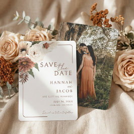 Terracotta Herfst Bloemen Modern Foto Save The Date
