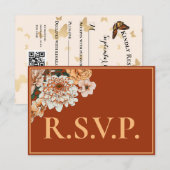 Terracotta Herfst Bloemen QRC RSVP (Voorkant / Achterkant)