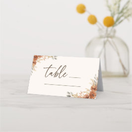 Terracotta Herfst Bloemen Tafel Nummer Trouwen Plaatskaartje