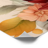 Terracotta Herfst Bloemen Trouwstoel Grafiek Poster (Hoek)