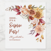  Terracotta Herfst Bloemen Verrassing Verjaardag Wijn Etiket (Enkel label)