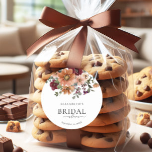 Terracotta Herfst Bloemen Vrijgezellenfeest Ronde Sticker