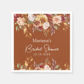 Terracotta Herfst Bloemen Vrijgezellenfeest Servet (Voorkant)