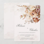 Terracotta herfst bloemenbruiloft uitnodiging (Voorkant / Achterkant)
