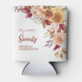 terracotta herfst bloemengroen Verjaardag Blikjeskoeler (Voorkant)