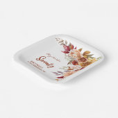 terracotta herfst bloemengroen Verjaardag Papieren Bordje (Gebogen)