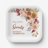  terracotta herfst bloemengroen Verjaardag Papieren Bordje (Voorkant)
