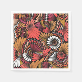 Terracotta Herfst Bloemige Zentangle Patroon Papie Servet