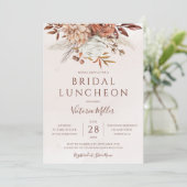 Terracotta herfst bloemrijke boho bruiloftslunch kaart (Staand voorkant)