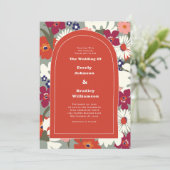 Terracotta Herfst Bloemrijke Boho Weelderige Trouw Kaart (Staand voorkant)