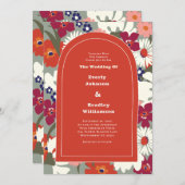 Terracotta Herfst Bloemrijke Boho Weelderige Trouw Kaart (Voorkant / Achterkant)