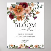 Terracotta Herfst Bloesembloesem of Bloemenbar Poster (Voorkant)