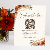 Terracotta Herfst Boho Capture the love Wedding Reclamebord Met Voetstuk