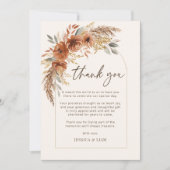 Terracotta Herfst Boho Floral Wedding Dank u kaart (Voorkant)