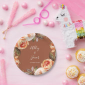 Terracotta Herfst Boho Floral Wedding Papieren Bordje (Feest)