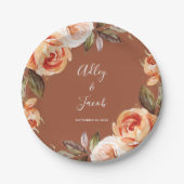 Terracotta Herfst Boho Floral Wedding Papieren Bordje (Voorkant)