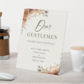 Terracotta Herfst Boho Trouwbadkamermand Reclamebord Met Voetstuk (Insitu)