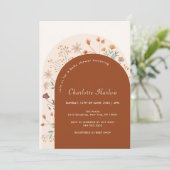 Terracotta Herfst Boho Wildflower Arch Baby shower Kaart (Staand voorkant)